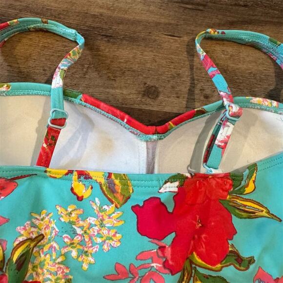 Moontide Babydoll Sweetheart Floral One-Piece Swimsuit Hibiscus Tropical Beach - Picture 5 of 9